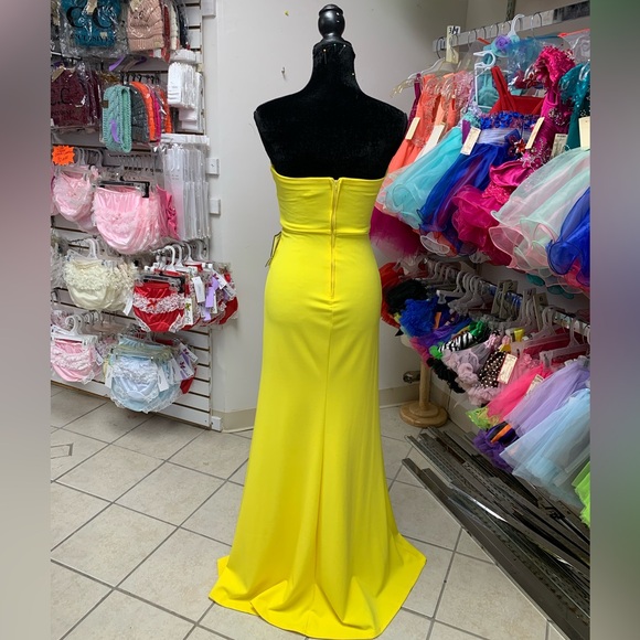 Size 5 Bright Yellow Prom Homecoming Bridesmaid Pageant Gown Formal Dress NWT - Picture 5 of 6